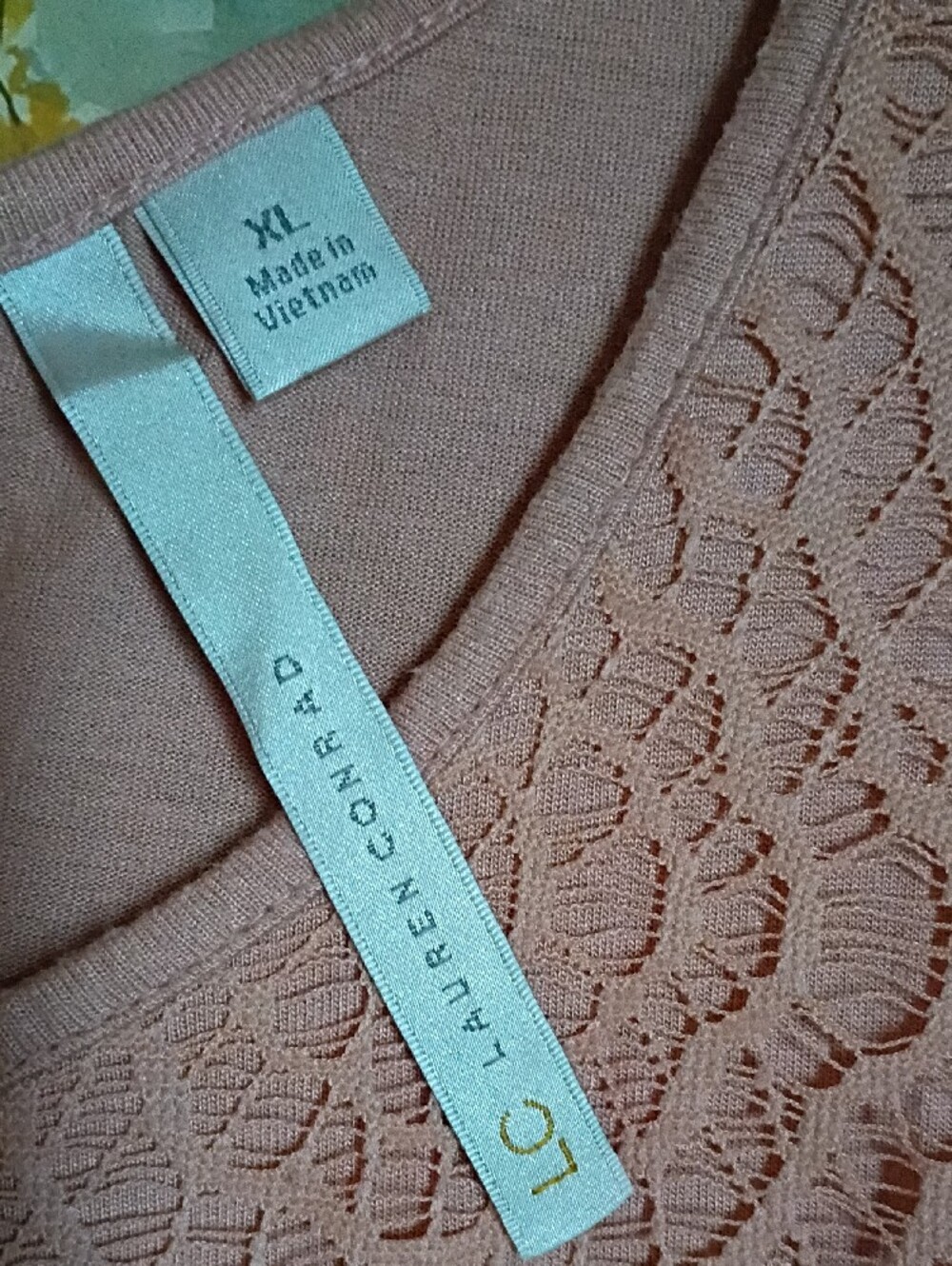 XL LC Lauren Conrad Dusty Peach Color Lace Tank Top with Tie Back Boho Beach - Picture 3 of 10
